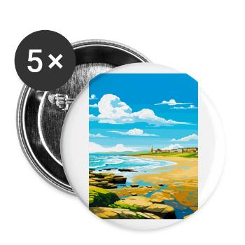Porthcawl Cornouailles Vintage voyage affiche Souvenir - Lot de 5 grands badges (56 mm) - blanc - Devant