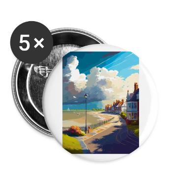 Hythe England Kent Vintage Reiseposter Souvenir - Buttons groß 56 mm (5er Pack) - Weiß - Vorne