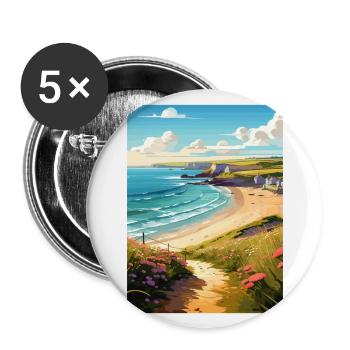 Daymer Bay Cornwall Vintage voyage affiche Souvenir - Lot de 5 grands badges (56 mm) - blanc - Devant