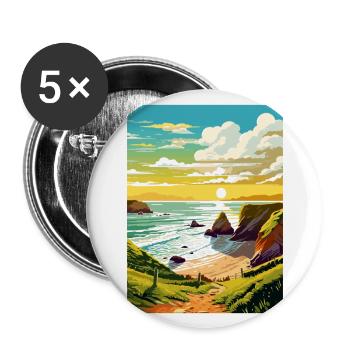 Hartland Quay Devon Vintage Travel Poster Souvenir - Buttons large 2.2''/56 mm (5-pack) - white - Front