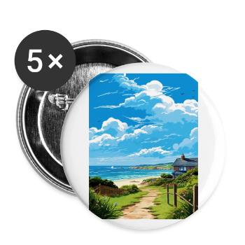 Porthleven Cornwall Vintage voyage affiche Souvenir - Lot de 5 grands badges (56 mm) - blanc - Devant
