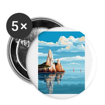 The Needles England Vintage Reiseposter Souvenir - Buttons groß 56 mm (5er Pack) - Weiß - Vorne