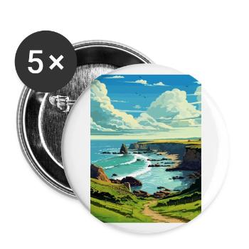 Hartland Quay Devon Vintage Travel Poster Souvenir - Buttons large 2.2''/56 mm (5-pack) - white - Front
