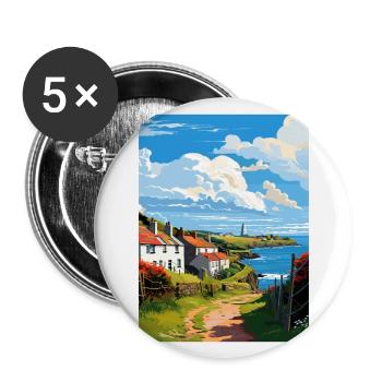 Ruan Minor Cornouailles Vintage voyage affiche Souvenir - Lot de 5 grands badges (56 mm) - blanc - Devant