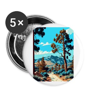 San Bernardino National Forest California Souvenir - Buttons groß 56 mm (5er Pack) - Weiß - Vorne