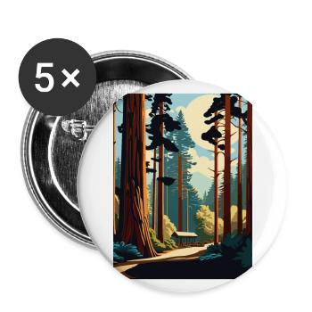 Muir Woods National Monument Kalifornien Souvenir - Buttons groß 56 mm (5er Pack) - Weiß - Vorne