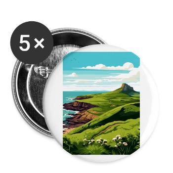 Worms Head Uk Vintage Reiseposter WPA Souvenir - Buttons groß 56 mm (5er Pack) - Weiß - Vorne