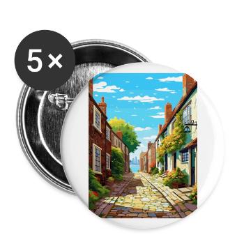 Rye Angleterre Vintage voyage affiche WPA Souvenir - Lot de 5 grands badges (56 mm) - blanc - Devant