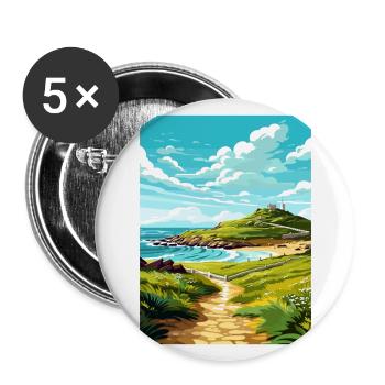 Cape Cornwall Vintage voyage affiche WPA Souvenir - Lot de 5 grands badges (56 mm) - blanc - Devant