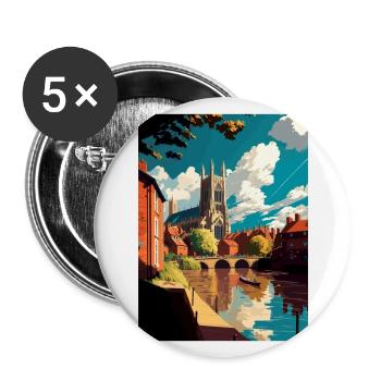 Norwich England Vintage Travel Poster WPA Souvenir - Buttons large 2.2''/56 mm (5-pack) - white - Front