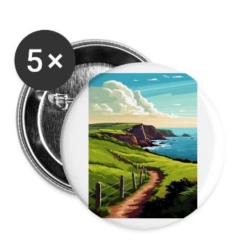 Tor Head Angleterre Vintage voyage affiche Souvenir - Lot de 5 grands badges (56 mm) - blanc - Devant