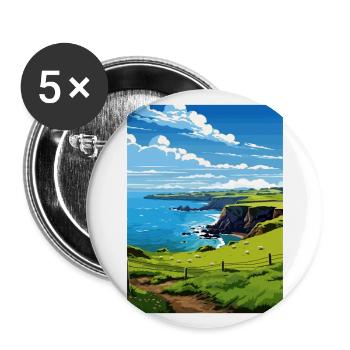 Mullion Cornwall Vintage Reiseposter Souvenir - Buttons groß 56 mm (5er Pack) - Weiß - Vorne