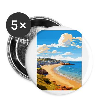 Newquay Cornwall Vintage voyage affiche Souvenir - Lot de 5 grands badges (56 mm) - blanc - Devant