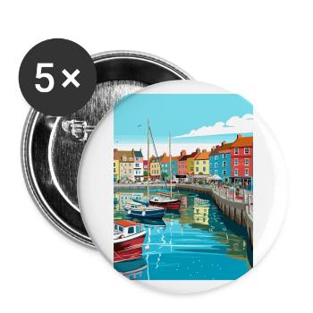 Weymouth England Vintage Travel Poster Souvenir - Buttons large 2.2''/56 mm (5-pack) - white - Front