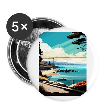 Monterey Bay California Vintage Travel Poster WPA - Buttons large 2.2''/56 mm (5-pack) - white - Front