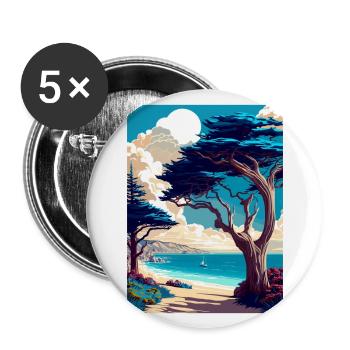 Monterey Bay California Vintage Travel Poster WPA - Buttons large 2.2''/56 mm (5-pack) - white - Front
