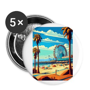 Santa Monica California Vintage Travel Poster WPA - Buttons large 2.2''/56 mm (5-pack) - white - Front