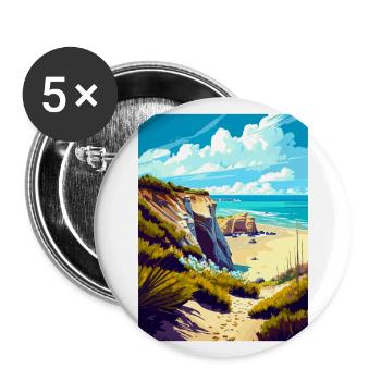 Crystal Cove California Vintage Reiseposter WPA - Buttons groß 56 mm (5er Pack) - Weiß - Vorne