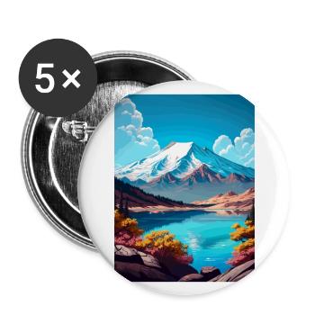Mont Shasta Californie Vintage voyage affiche WPA - Lot de 5 grands badges (56 mm) - blanc - Devant