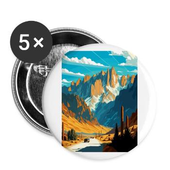 Mount Whitney Kalifornien Vintage Reiseposter WPA - Buttons groß 56 mm (5er Pack) - Weiß - Vorne