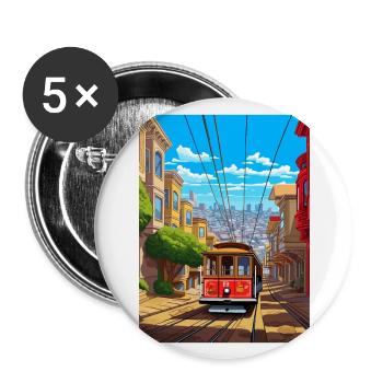 San Francisco Californie Vintage voyage affiche WPA - Lot de 5 grands badges (56 mm) - blanc - Devant