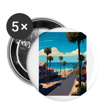 Newport Beach Kalifornien Vintage Reiseposter WPA - Buttons groß 56 mm (5er Pack) - Weiß - Vorne