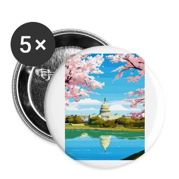 Washington Dc Vereinigte Staaten Vintage Reiseposter - Buttons groß 56 mm (5er Pack) - Weiß - Vorne