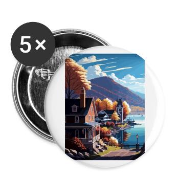 Cold Springs État de New York Vintage affiche de voyage - Lot de 5 grands badges (56 mm) - blanc - Devant