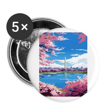 Washington Dc Vereinigte Staaten Vintage Reiseposter - Buttons groß 56 mm (5er Pack) - Weiß - Vorne