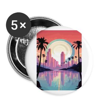 Los Angeles Californie déco Vintage affiche de voyage - Lot de 5 grands badges (56 mm) - blanc - Devant