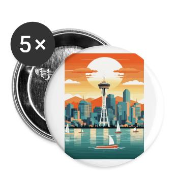 Vancouver Kanada Dekoration Vintage Reiseposter - Buttons groß 56 mm (5er Pack) - Weiß - Vorne