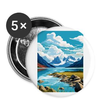 Parc national de Glacier Bay Alaska affiche de voyage - Lot de 5 grands badges (56 mm) - blanc - Devant