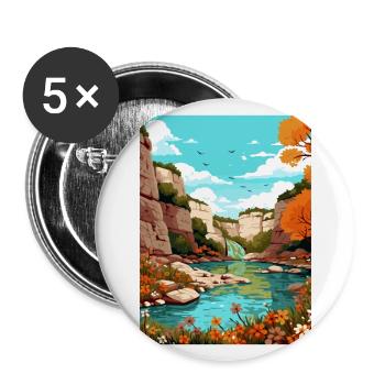 Guadalupe River State Park Texas Reiseplakat - Buttons groß 56 mm (5er Pack) - Weiß - Vorne