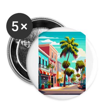 Port St Lucie Beach Florida Vintage Reiseposter - Buttons groß 56 mm (5er Pack) - Weiß - Vorne