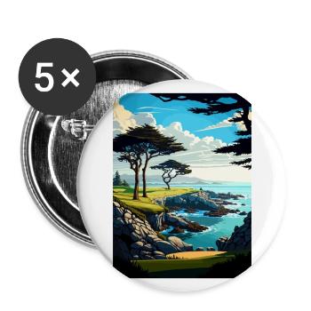 Cypress Point Club Kalifornien Reiseposter - Buttons groß 56 mm (5er Pack) - Weiß - Vorne