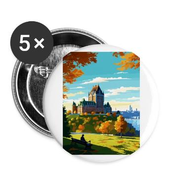 Affiche de voyage Fairmont Le Château Frontenac - Lot de 5 grands badges (56 mm) - blanc - Devant