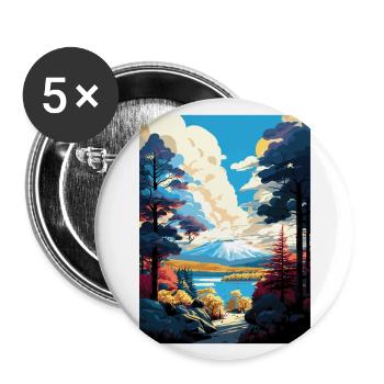 Pocono Mountains Pennsylvanie affiche de voyage - Lot de 5 grands badges (56 mm) - blanc - Devant