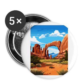 Parc national des Arches Utah Affiche de voyage Vintage - Lot de 5 grands badges (56 mm) - blanc - Devant