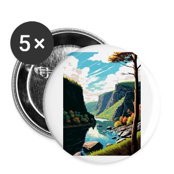 Delaware Water Gap Pennsylvania Reiseposter - Buttons groß 56 mm (5er Pack) - Weiß - Vorne