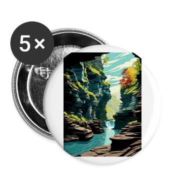 Watkins Glen State Park New York Affiche de voyage - Lot de 5 grands badges (56 mm) - blanc - Devant