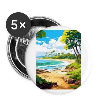 Hapuna Beach Hawaï Vintage voyage affiche Souvenir - Lot de 5 grands badges (56 mm) - blanc - Devant