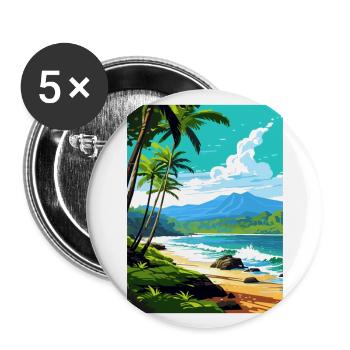 Waianapanapa Hawaii Vintage Reiseposter Souvenir - Buttons groß 56 mm (5er Pack) - Weiß - Vorne