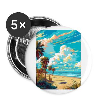 Cocoa Beach Florida Vintage Reiseposter Souvenir - Buttons groß 56 mm (5er Pack) - Weiß - Vorne