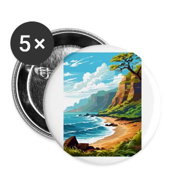 Napali Coast Hawaii Vintage voyage affiche Souvenir - Lot de 5 grands badges (56 mm) - blanc - Devant