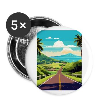 Road To Hana Hawaii Vintage voyage affiche Souvenir - Lot de 5 grands badges (56 mm) - blanc - Devant