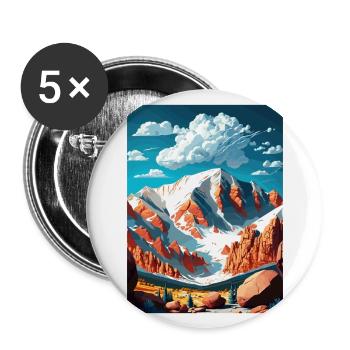 Pike Peaks Colorado Vintage voyage affiche Souvenir - Lot de 5 grands badges (56 mm) - blanc - Devant