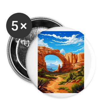 Pont naturel Utah Vintage voyage affiche Souvenir - Lot de 5 grands badges (56 mm) - blanc - Devant