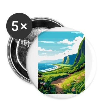 Waipio Valley Hawaii Vintage Travel Poster WPA Art - Buttons large 2.2''/56 mm (5-pack) - white - Front