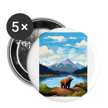 Île de Kodiak Alaska Vintage voyage affiche WPA Art - Lot de 5 grands badges (56 mm) - blanc - Devant