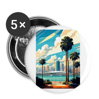 San Diego Californie Vintage voyage affiche WPA Art - Lot de 5 grands badges (56 mm) - blanc - Devant